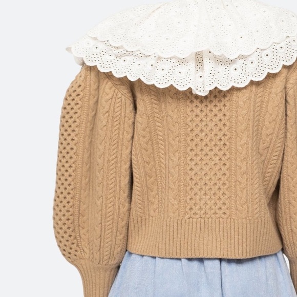 Sea New York Melanie Cardigan Sweater with Peter Pan Collar Ruffled - Picture 8 of 12